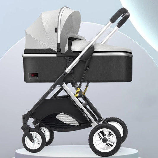 Baby Stroller PU Leather Trolley Travel Stroller Ultra-lightweight Travel Pram Baby Carriage Sleeping Basket Baby Pram Car 2024