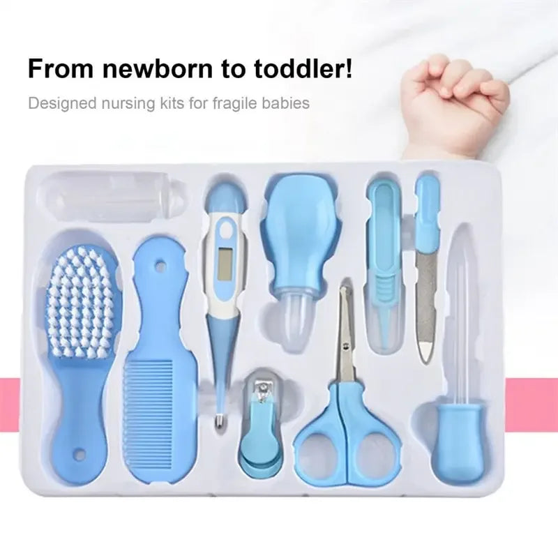 10PCS/Set Baby Health Care Kit Kids Nail Hair Health Care Thermometer Grooming Brush Clipper Teether Toothbrush Baby Essentials