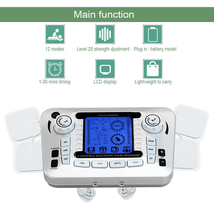 TENS Electrostimulator EMS Massager Muscle Stimulation Electric 12 Modes Low Frequency Physiotherapy Device Relaxation Treatment