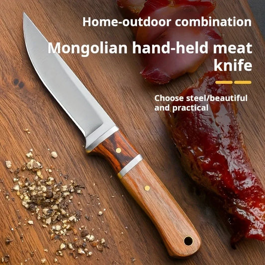 1pc, solid wood multi-use stainless steel fruit knife chef's knife meat knife cut steak knife