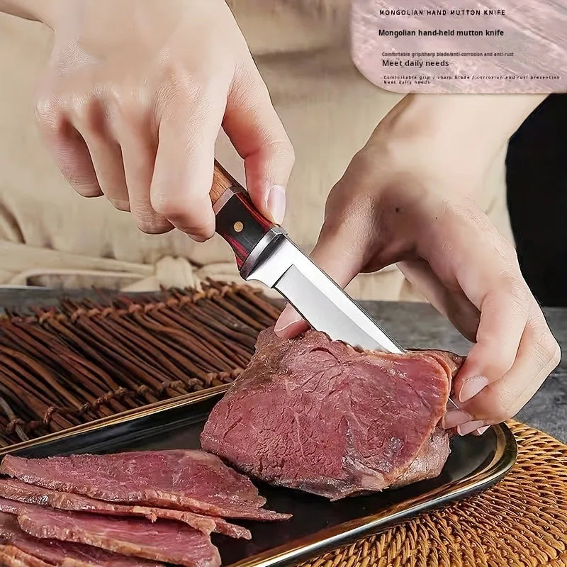 1pc, solid wood multi-use stainless steel fruit knife chef's knife meat knife cut steak knife