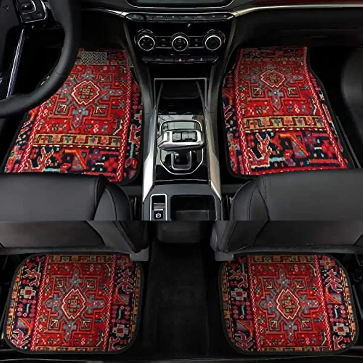 Car Foot Mats Retro Bohemian Style Carpet Durable Car Front and Back Seat Floor Mats 4 Sets Car Accessories Car Floor Mats