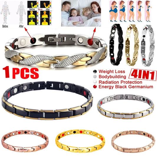 Fashion Magnetic Stainless Steel Men's and Women's Bracelets Twisted Health Therapy Magnetic Weight Loss Jewelry Bracelet