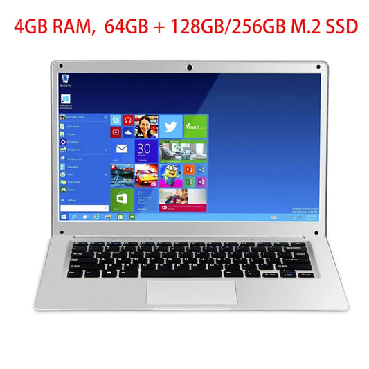 GMOLO 2023 Cheap 14inch Slim Portable School Laptop Computer 4GB RAM 64GB + M.2 SSD Windows 10 Netbook PC