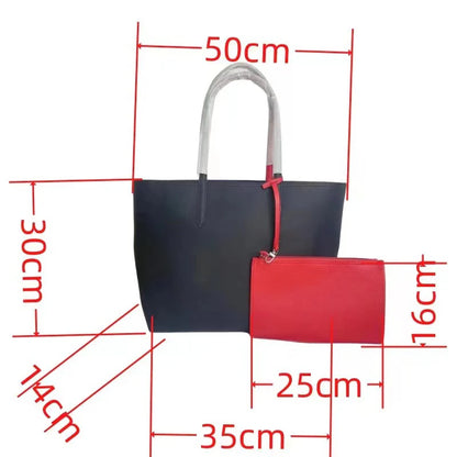 2pcs Women Handbag Tote Purses Set Ladies Crocodile Shoulder Bags Women's Commuter Bag PVC Large Capacity Travel Shopping Bag