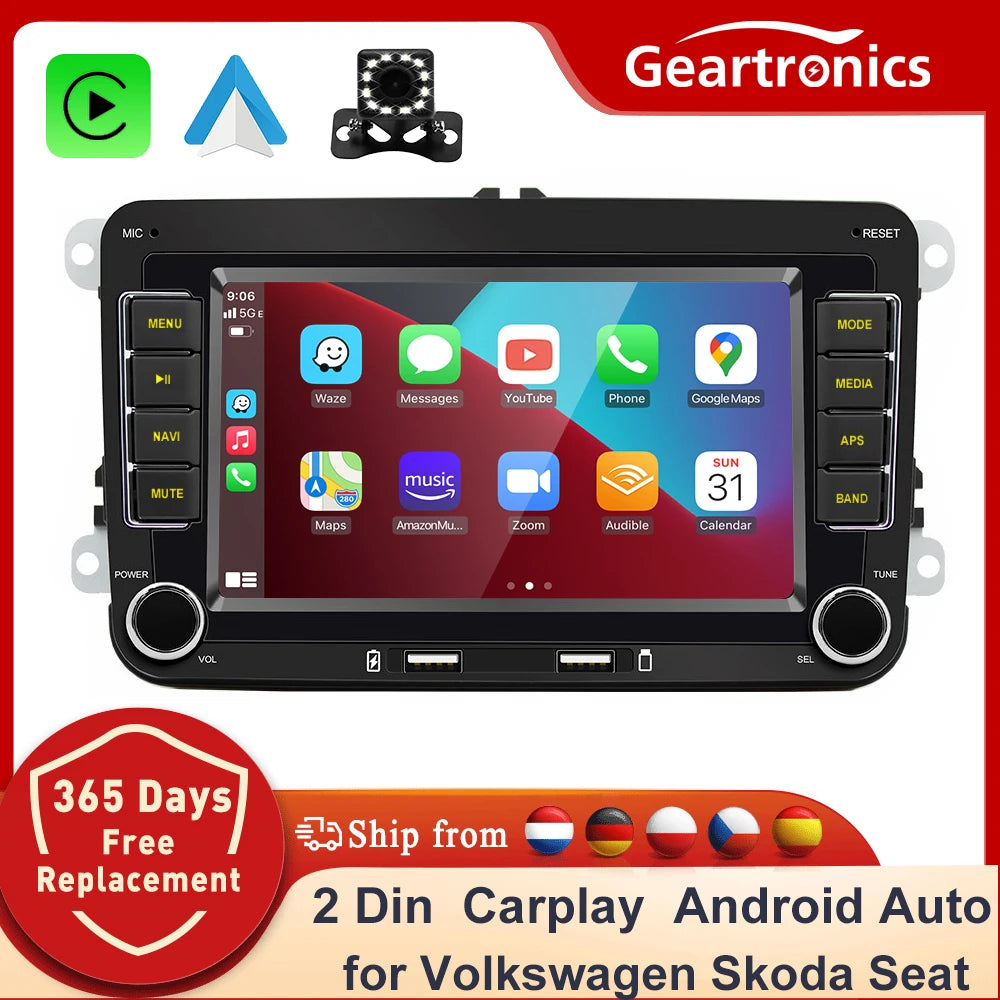 2 Din Car Radio Android11 Car Multimedia Player GPS WiFi Carplay For Volkswagen Skoda Octavia golf 5 6 touran passat polo Jetta