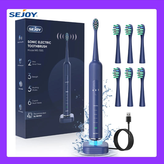 SEJOY Oral Cleaning Personal Sonic Electric Toothbrush Care Appliances lPX7 5 Modes Smart Rechargeable Automatic Toothbrush