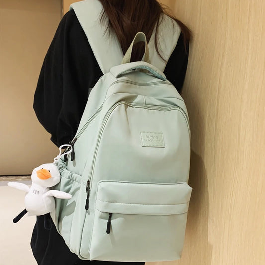 JOYPESSIE Waterproof Teenage Bookbag Nylon Rucksack Fashion Girl Backpack Women Shoulder Bag High School Schoolbag Black Mochila