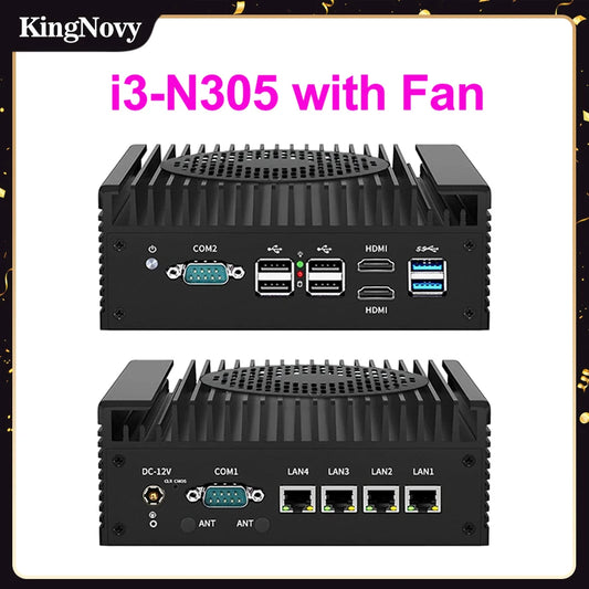 12th Gen Intel i3 N305 N100 Firewall 2.5G Soft Router 4x i226-V LAN DDR5 2*COM Industrial Mini PC Barebone Efficient cooling