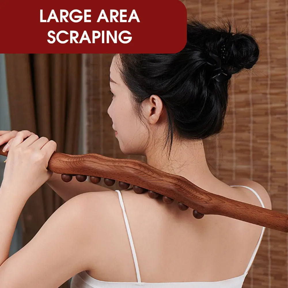 20/8 Beads Universal Back Massage Tendons Beech Wood Scraping Stick Point Treatment Guasha Relax Therapy Tool Abdominal Massager