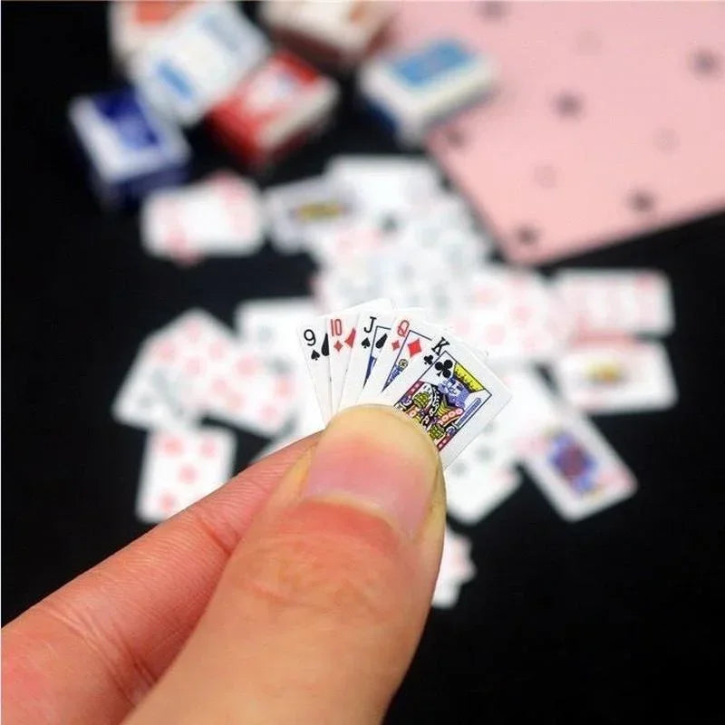 Cute Mini Game Poker Mini Portable House Playing Cards Doll Accessories Home Decoration Small Party Board Game Poker Cards Games