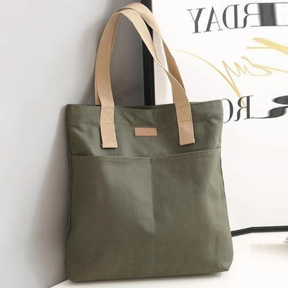 Women Canvas Tote Bag Solid Color Designer Ladies Casual Handbag Shoulder Bag Large Capacity Cotton Reusable Shopping Beach Bag