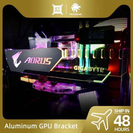 Aluminum GPU Bracket Aorus 5V3Pin VGA Holder RGB MSI ROG NVIDIA A-RGB Horizontal Video Card Support Metal AURA 12V MOD Customize