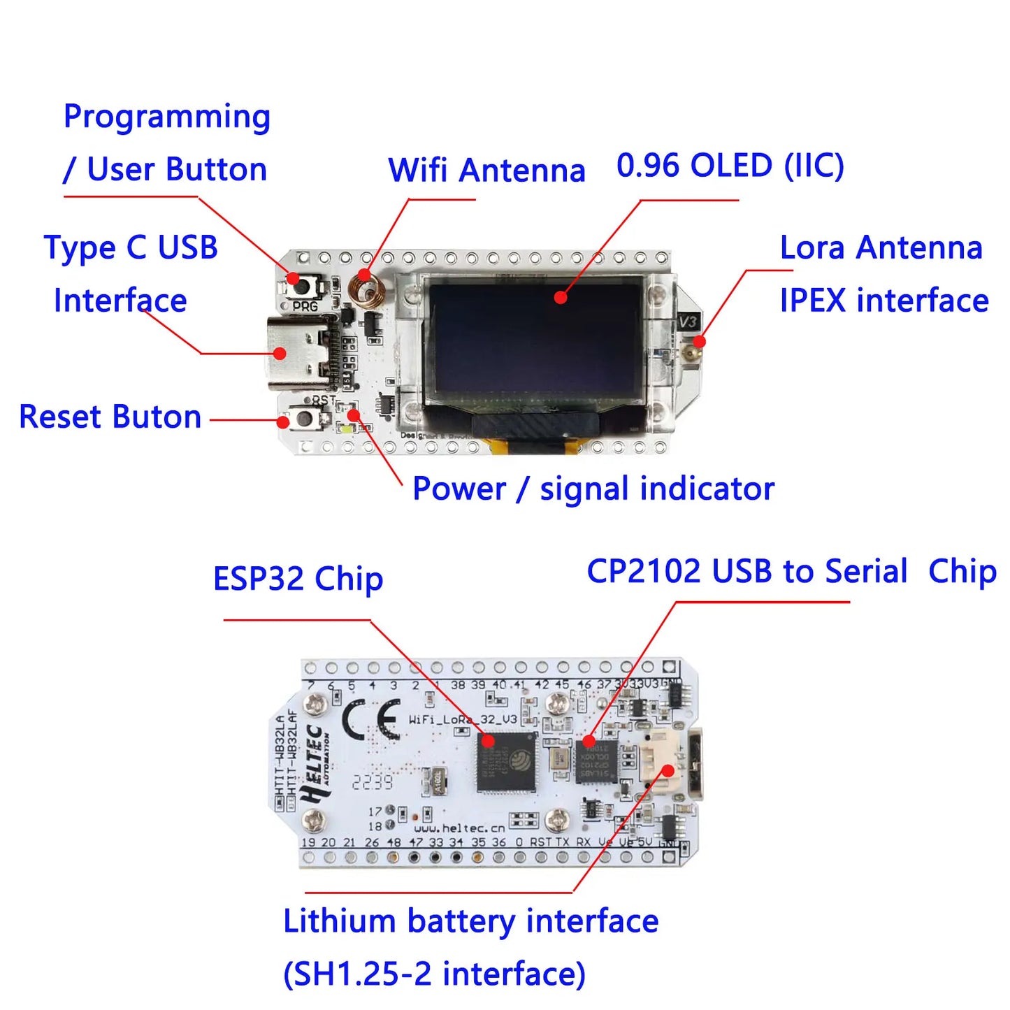 ESP32 LoRa32 V3 868-915MHz Dev-board 0.96 Inch OLED Display ESP32S3 WIFI BT Module SX1262 LoRa Kit for Meshtastic LoRaWAN IoT