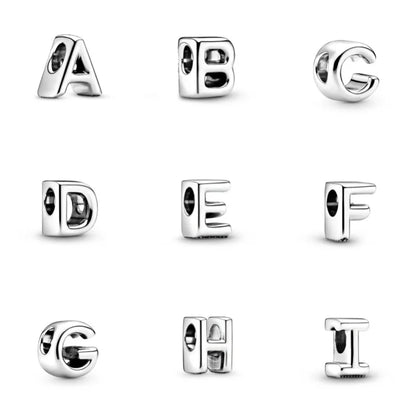 Silver plated Simple 26 English Letters Random Combination Charm Beads For Pandora DIY Bracelet Necklace Jewelry Accessories