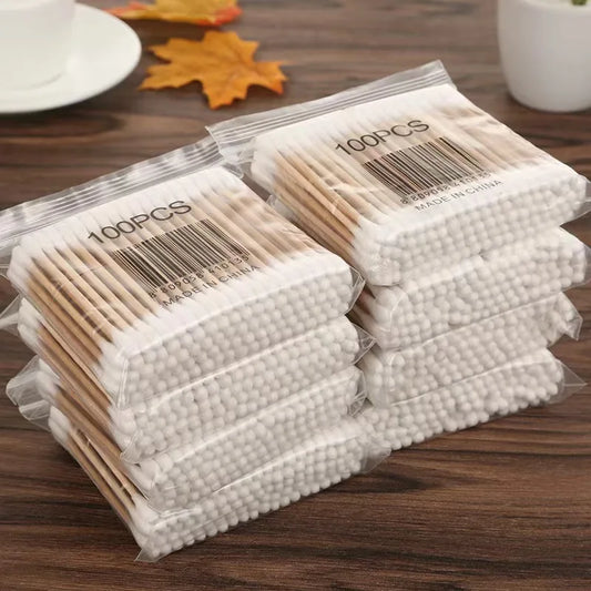 500pcs ,100pcs Per Pack, 5 Packs, Double-ended Cotton Swabs, Baby Cotton Swabs, Ear Cleaning Sticks, Healthy Cleaning Tools