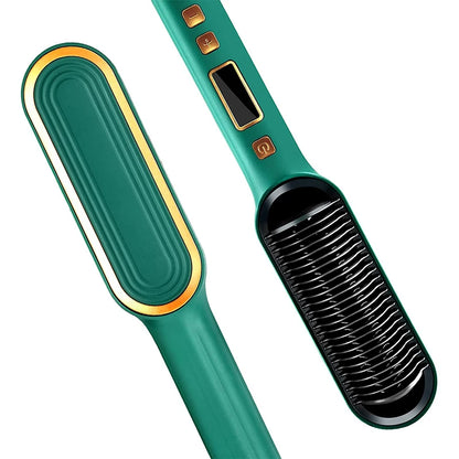 2-In-1 Electric Professional Negative Ion Straight Hair Brush Curling Comb With Lcd Display Curling Tool Straight Hair Brush