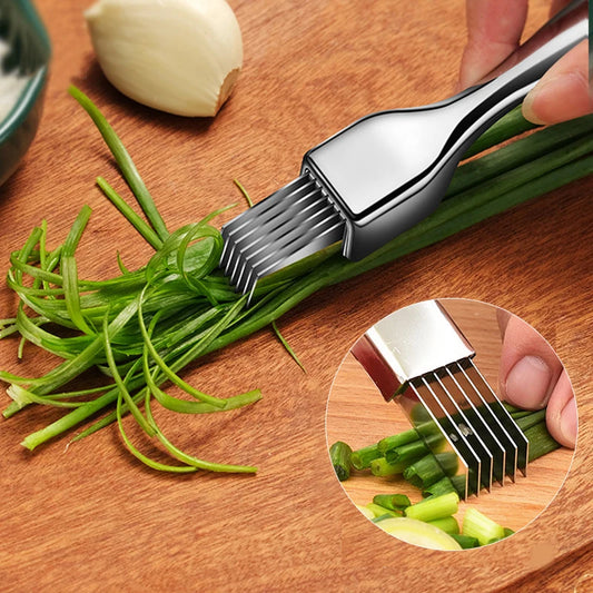 Kitchen Shred Silk The Knife, Stainless Steel Chopped Green Onion Knife, Curved Handle Design, Food Speedy Chopper Green Onion