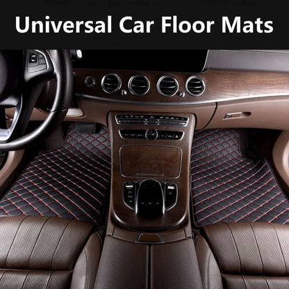 5PCS Leather Car Floor Mats Universal PVC Waterproof Car Carpet Front Rear Full Set Auto Rugs Leather Interior Accessories