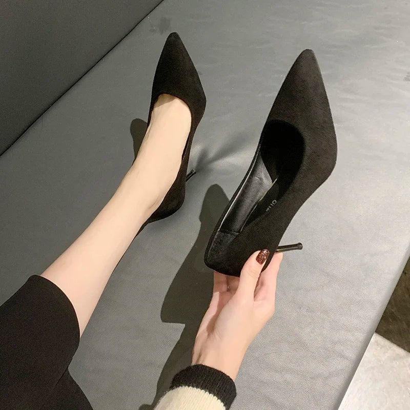 Women Shoes 2024 New Women Pumps Suede High Heels Shoes Fashion Office Stiletto Party Shoes Female Comfort Women Heels