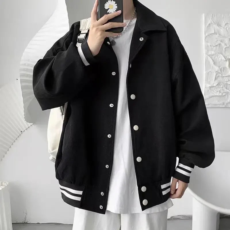 Trendy Oversize Baseball Uniform Men's Jacket New Autumn Style Youthful Student Casual Loose Fit Other Material