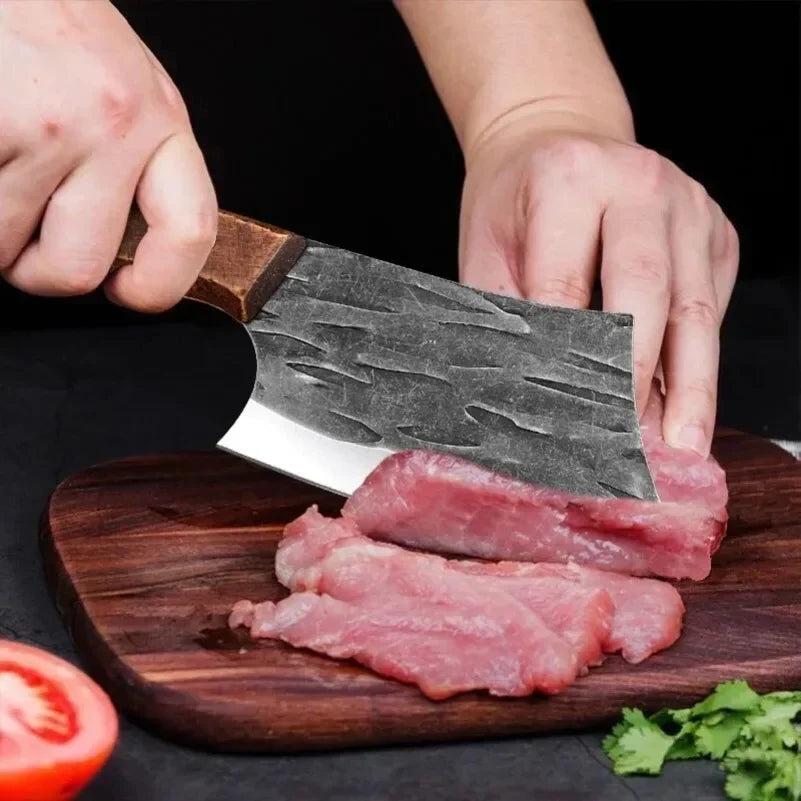 Barbecue Knife Slicing Meat Fish Fruit Steak Kitchen Knives Wood Handle Boning Butcher Knife Chef Cooking Utility Cleaver Knife