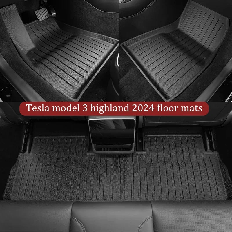 For Tesla Model 3 2024 Highland Floor Mats Cargo Liner Waterproof Anti-slip Trunk Mat TPE Pads Left / Right Hand Rubber