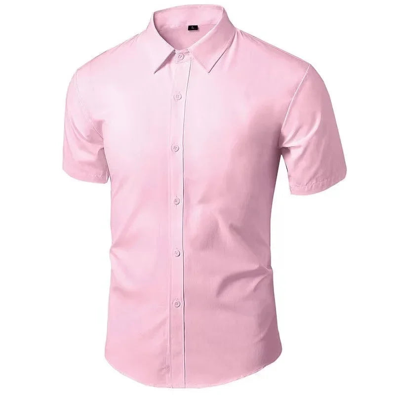 Korean Style Black Short Sleeve Men's Shirt Casual Business Formal Pure Professional Work Shirt Slimming Effect