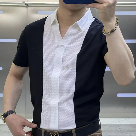 Men Short Sleeve Shirt Summer Casual Comfort Pure Color Top Shirt Business Style Suit Pants Men Shirt Casual T shirt