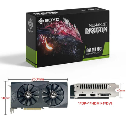 SOYO Original Radeon RX580 8G Graphics Cards GDDR5 Memory Video Gaming Card PCIE3.0x16 HDMI DP DVI for Desktop Computer AMD