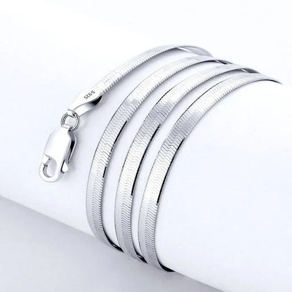 Luxury 925 Silver 4MM chain Necklace for Women Luxury Couple Fine Jewelry Blade Chain wedding gift choker Clavicle