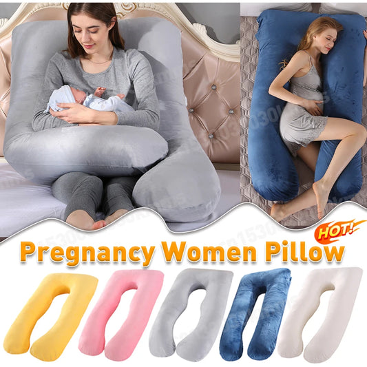 Pregnant Women's U-shaped Pillow Cotton Pregnancy Solid Color Pillow Nursing Pad Pregnant Women's Sleep Pillow Waist Hug Pad