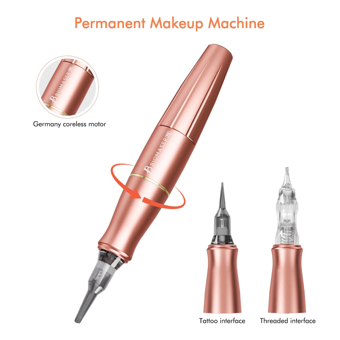 BIOMASER P90 Rotary Tattoo machine Rose Gold Digital Permanent Makeup Machine Set dermografo micropigmentacion Kit