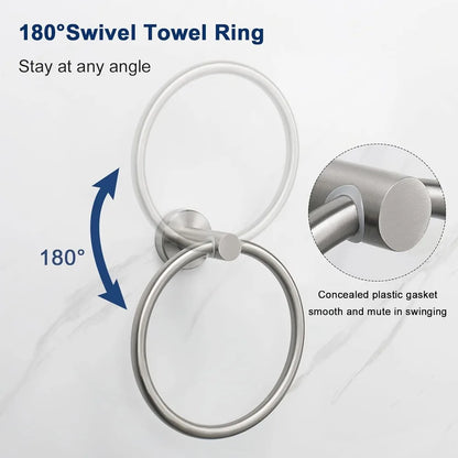 Bathroom Towel Ring Hook Hardware Accessories Storage Holder 304 Stainless Steel Hand Towel Holder Modern Round Towel Hanger