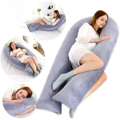 Multifunctional Maternity Pillow Casual Simple Crystal Velvet Double Color Abdomen Support U-Shaped Cushion Pregnant Pillow