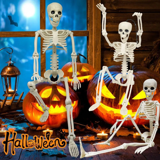 40CM Halloween Simulation Skeleton Hanging Plastic Human Skull Skeleton Can Stand Joints Movable Party Horror Props