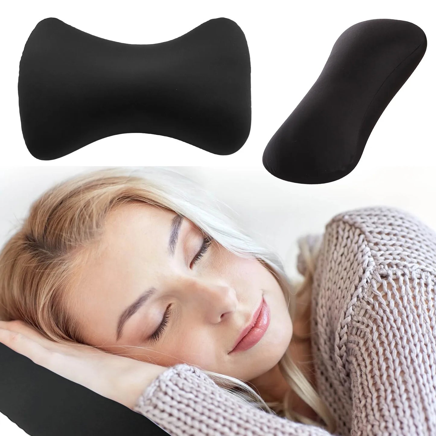 Neck Support Pillow Bone Shape Roll Pillow Mini Cushion Microbead Back Sofa Cushion Throw Cozy Pillow Travel Home Office Sleep