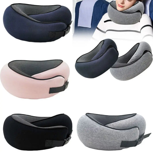 Travel Neck Pillow Memory Foam U-shaped Pillow Portable Adjustable Soft Neck Support Noon Break Sleep Pillows