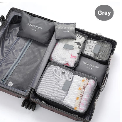 6 Pcs Travel Clothes Storage Bags Set Portable Luggage Organizer Suitcase Pouch Pouch Packing Cube For Shoes Packing Clothes