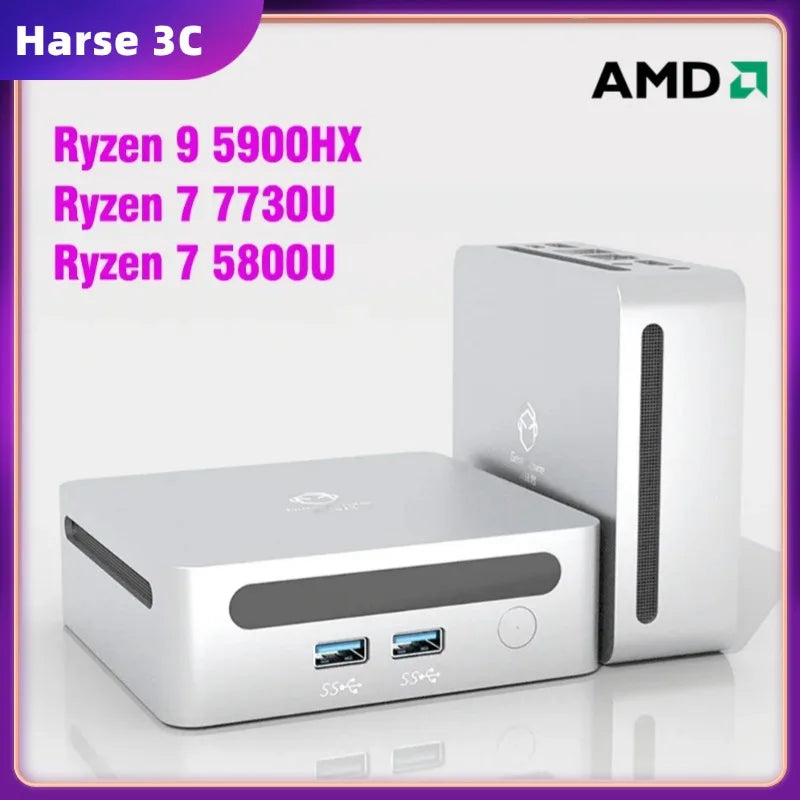 Harse Mini PC AMD Ryzen 7 7730U 5825U R9 5900HX Windows 11 2xDDR4 2xNVMe 3200MHz Gaming  Computer NUC Barebone 8K HTPC WiFi6