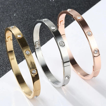 Trendy Crystal Bracelets for Women Fashion Titanium Love Pulseiras Stainless Steel Bangles Feminina Jewelry Gift sl295