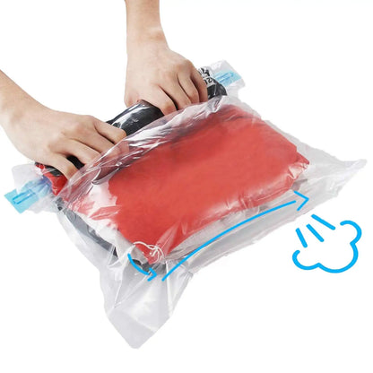 Travel Roll-Up Compression Bags, Reusable Vacuum Storage Bag, Saves 75% of Storage Space, Roll-Up Compression, No Need Air Pump