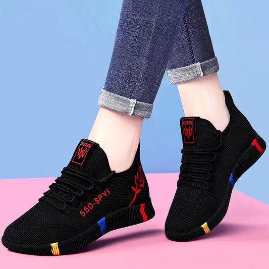 Tenis Feminino 2024 Women Vulcanized Shoes Air Mesh Light Soft Sneakers Female Flats Platform Lace Up Casual Shoes Basket Femme