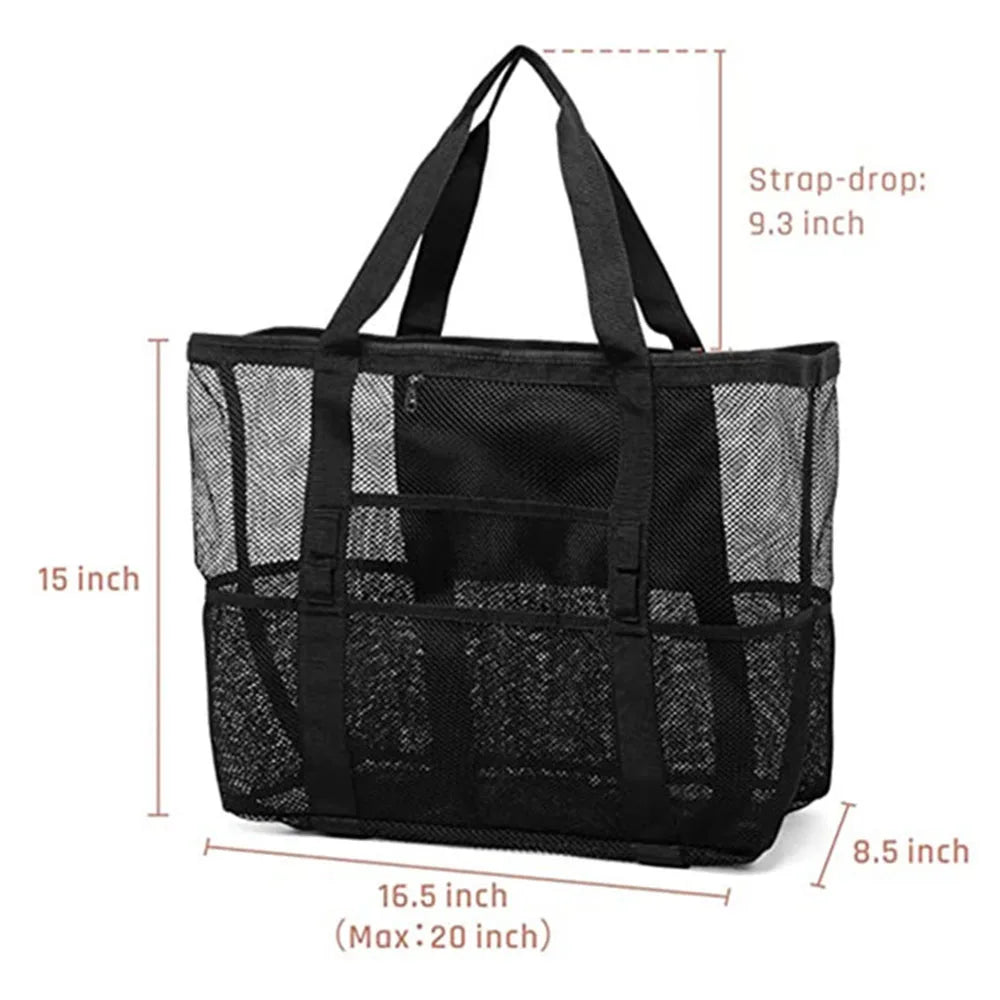 Mesh Beach Bag Waterproof Sandproof - Large Tote Pool Bag for Women Vacation Essentials Beach Accessories