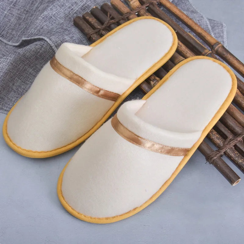 1pair Coral Fleece Men Women Cheap Hotel Slippers Cotton Slides Home Travel Spa Slipper Hospitality Comfort Home Guest Shoes