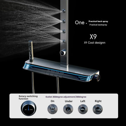 Digital Smart Grey Shower Set Bathroom Home Use Shower System Rainfall Sprayer Pressured Bathing Apartment shower head