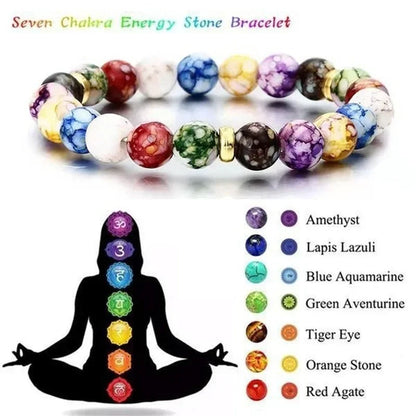 Classic 7 Chakra Beads Bracelet Natural Stone Black Rope Braided Yoga Reiki Healing Balance Bracelets & Bangles Meditation Gifts