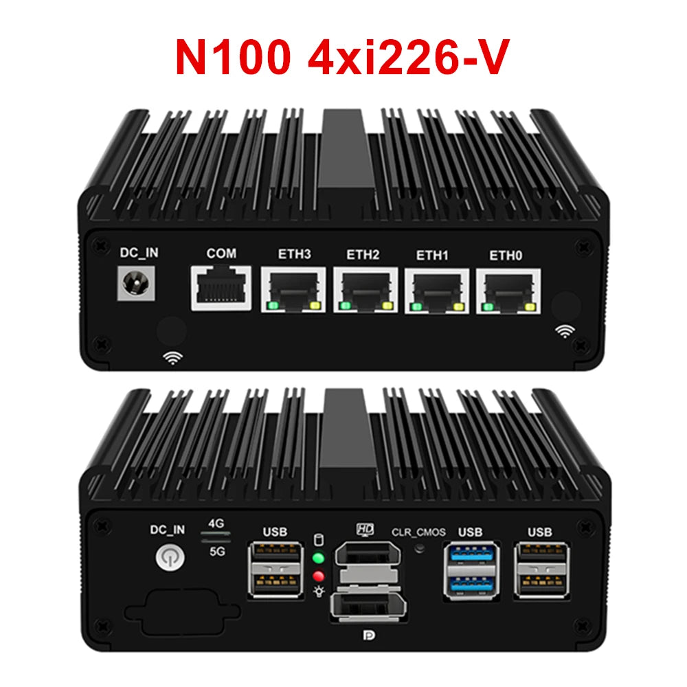 12th Gen Intel N100 Firewall Router 4x i226-V 2.5G LAN N5105 N6000 J4125 NVMe Fanless Mini PC Barebone Computer Proxmox pfSense