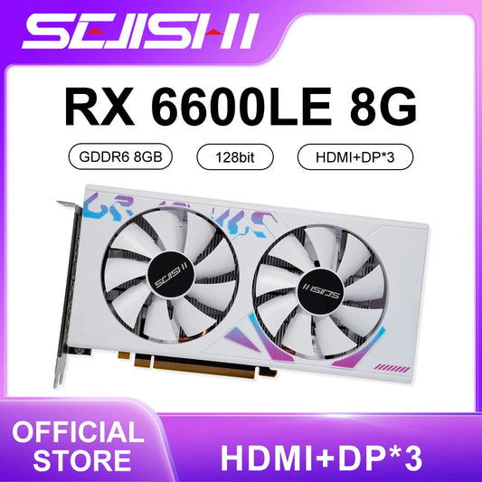 SEJISHI RX 6600 8G Graphics Card GDDR6 128Bit 1792SP AMD GPU Gamer RX6600 placa de video Video Card Radeon Mining Gaming Card