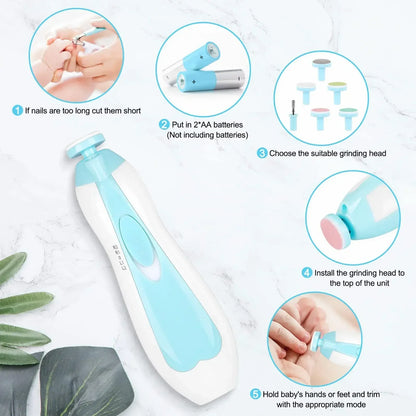 Baby Care Multifunctional Electric Baby Nail Trimmer Baby Nail File Clippers Toes Fingernail Cutter Trimmer Manicure Tool Set